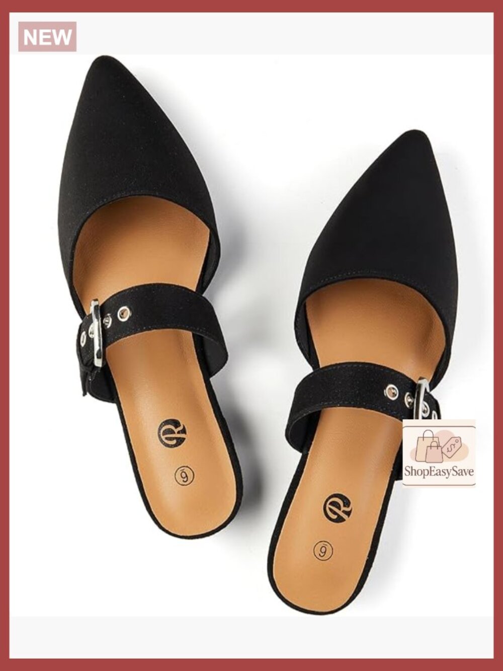 Adjustable Strap Pointed Toe Backless Mules Women Flat Loafers Non-Slip Suede